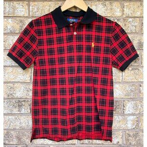 boys size M 10-12 Polo Ralph Lauren Mens Red & Black Plaid Polo Shirt